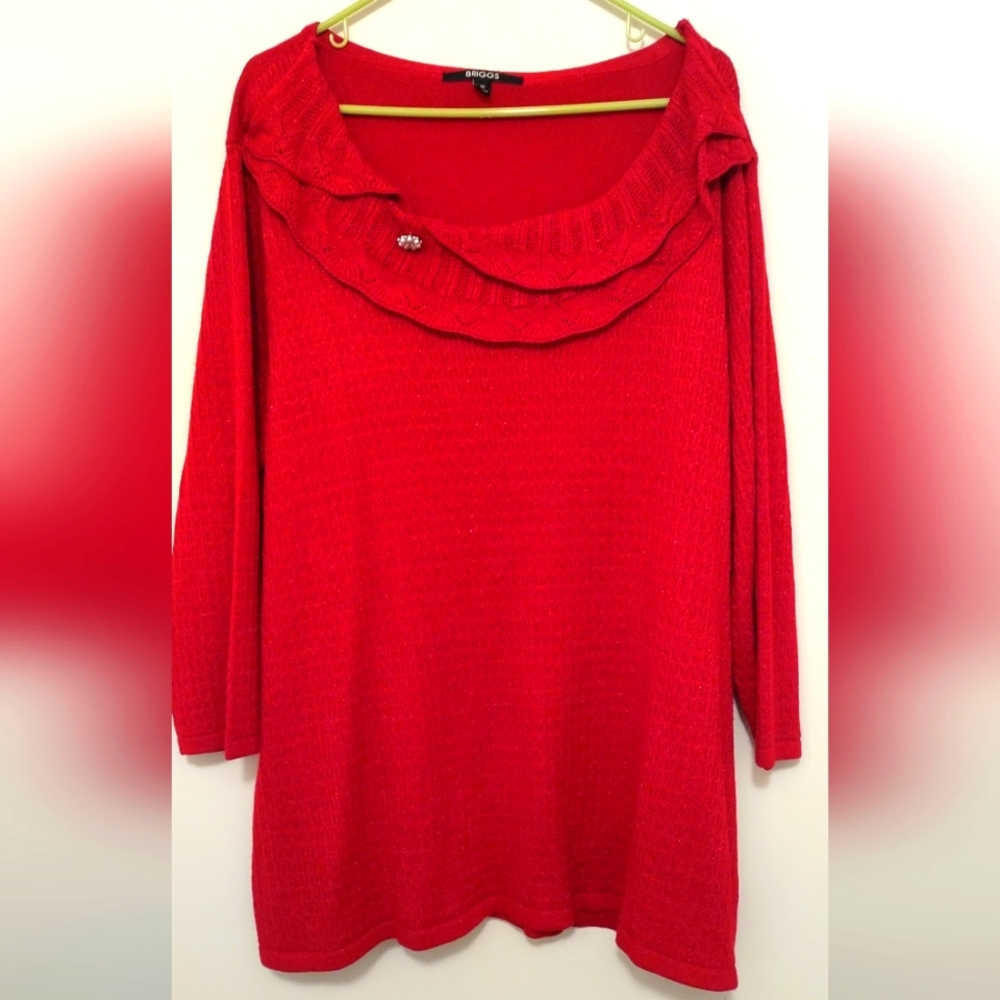 3x Briggs New York Red Sweater with Pendant